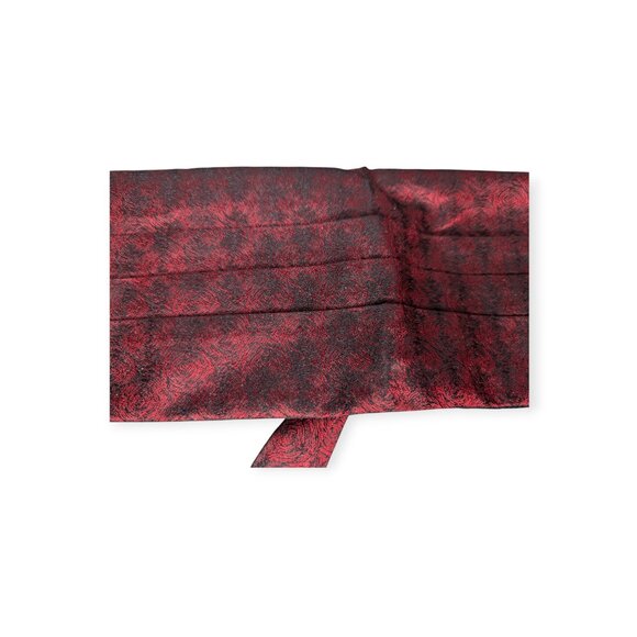 Cummerbund Set in Maroon & Black Includes Matching Bow Tie with Original Box - Picture 6 of 7